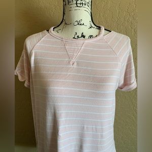 Calvin Klein Soft Pink & White Short Sleeve Top